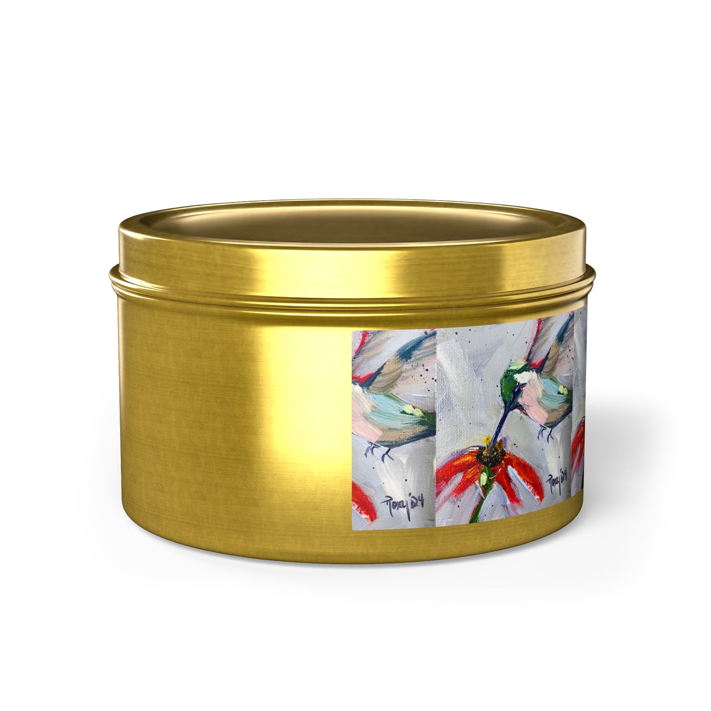 Hummingbird at a Cone Flower Tin Candle