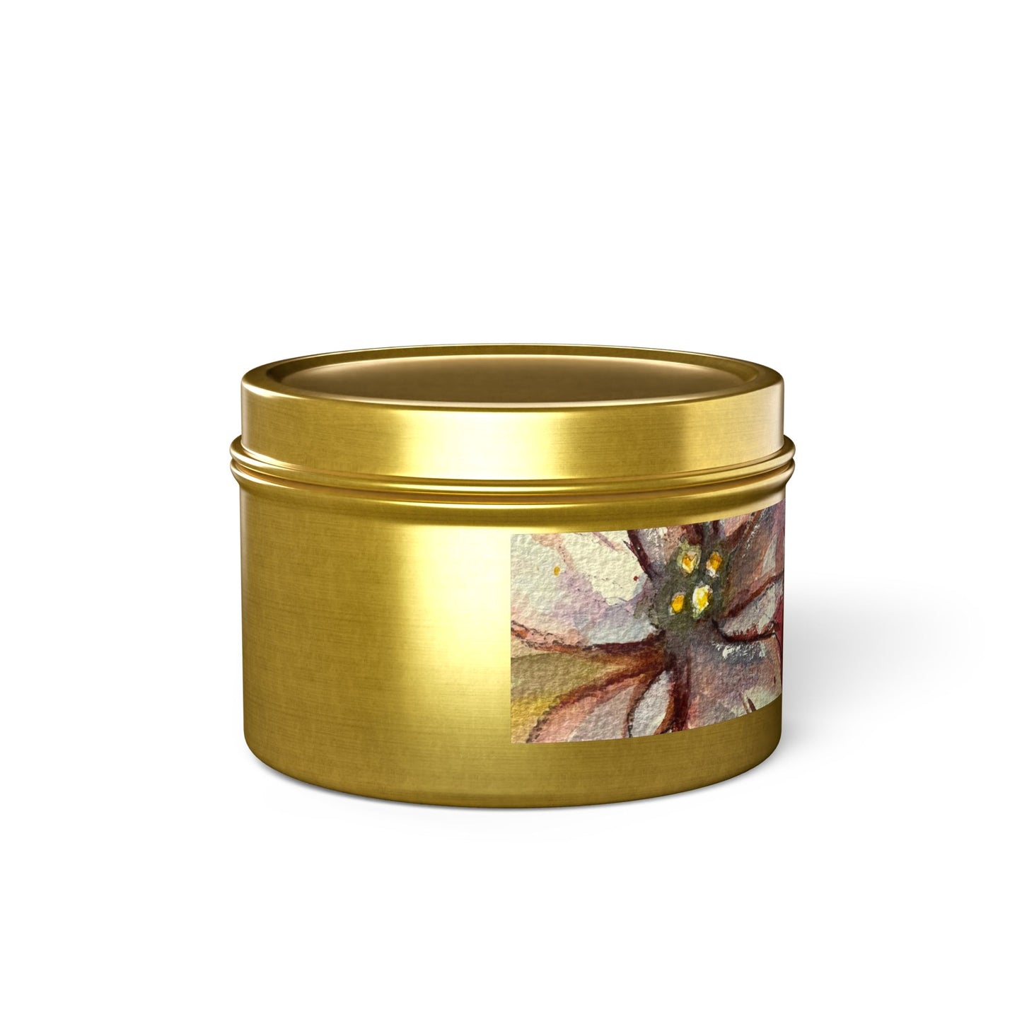 Tin Candle-Poinsettias