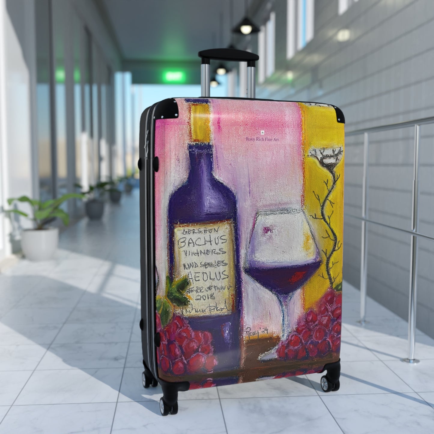 Suitcase Set Lightweight Carry On -"Aeolus"-GBV- Temecula Winery Souvenir Roxy Rich Artwork