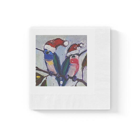 Holiday Hummingbirds-White Coined Napkins