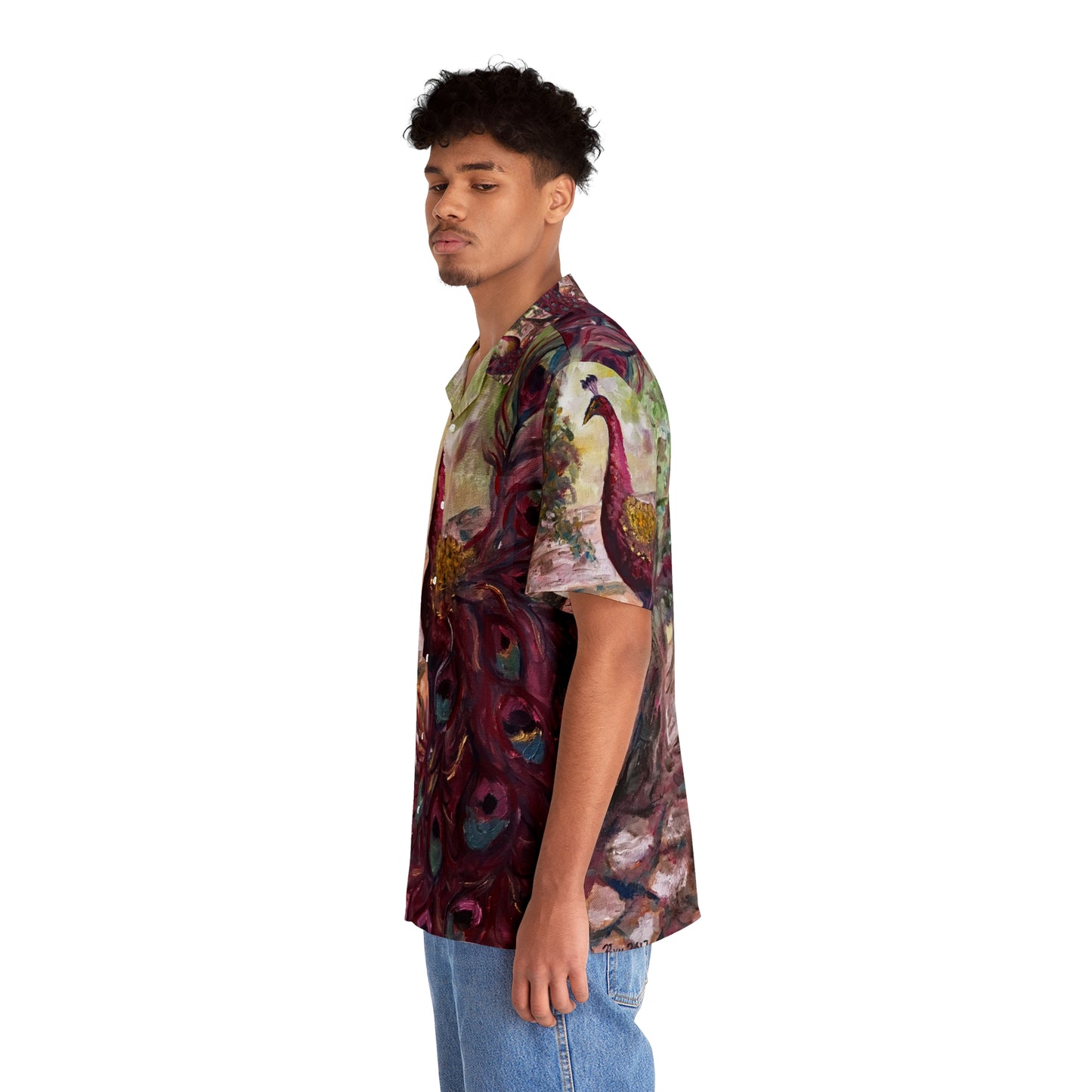 Camisa hawaiana para hombre Purple Peacock Cotswolds