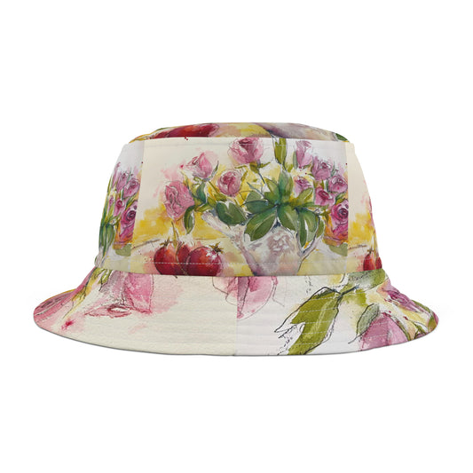 Chapeau de seau de roses et de grenades