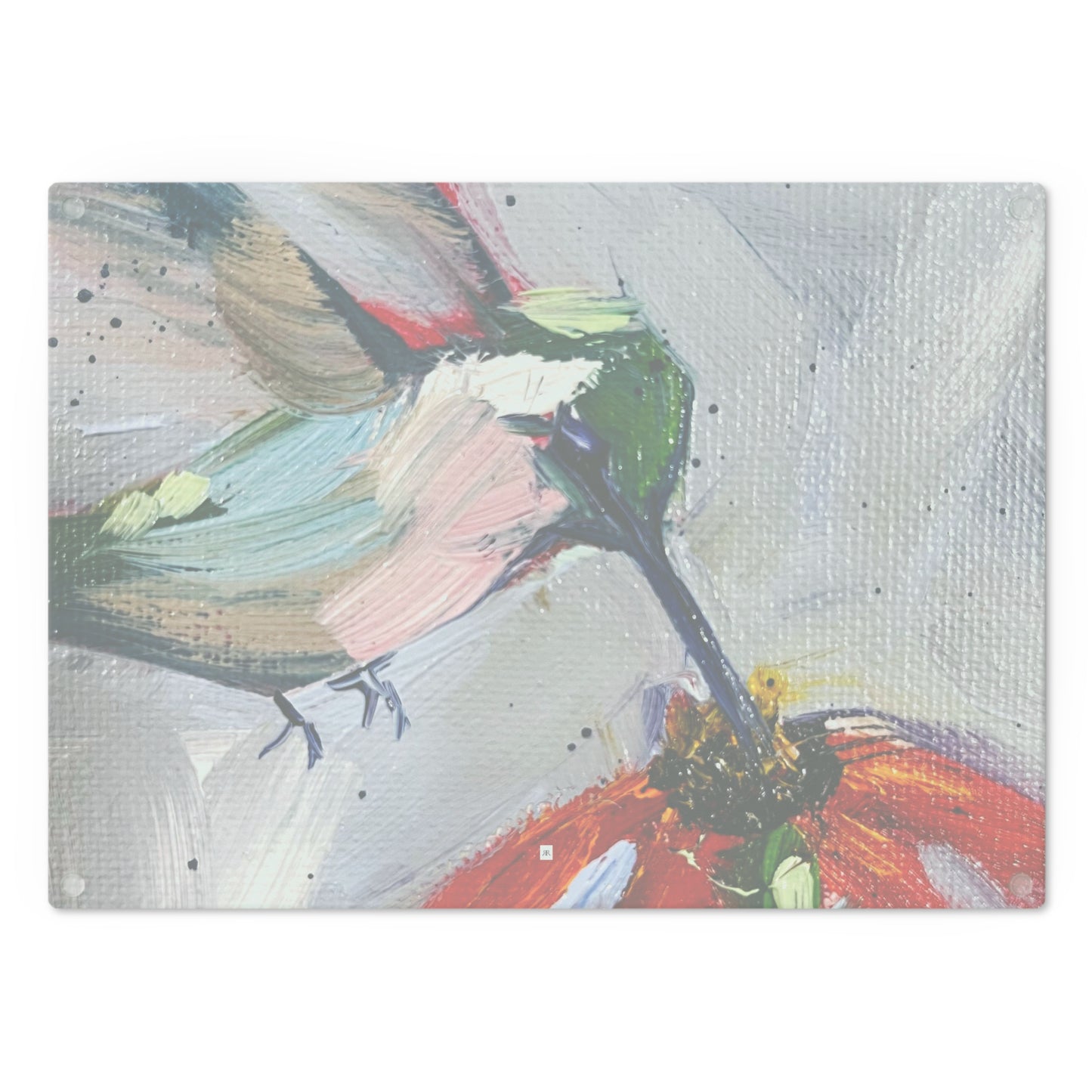 Hummingbird at a Coneflower Glass Cutting Board
