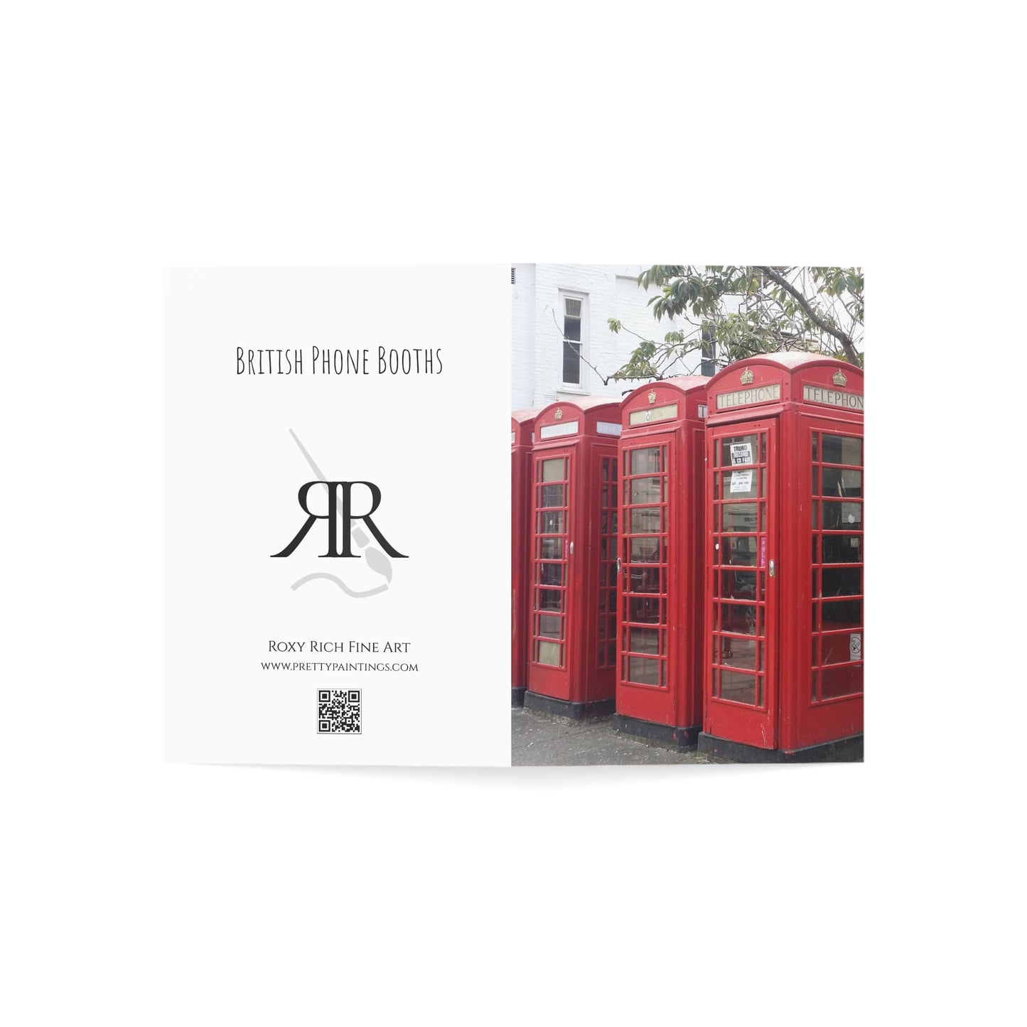 British Phone Booths Folded Greeting Cards Blank inside