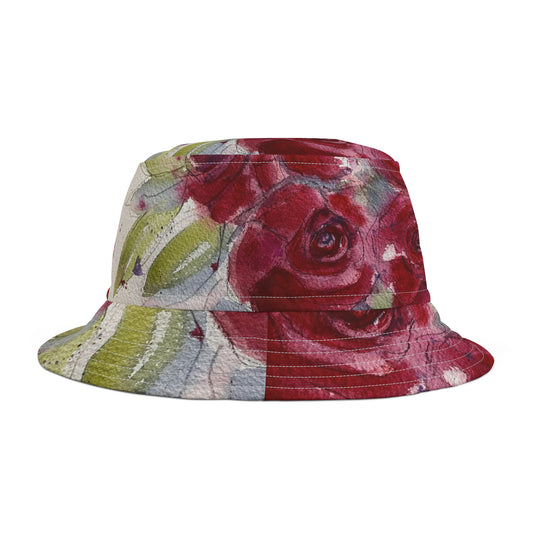 Sombrero de pescador de rosas rojas