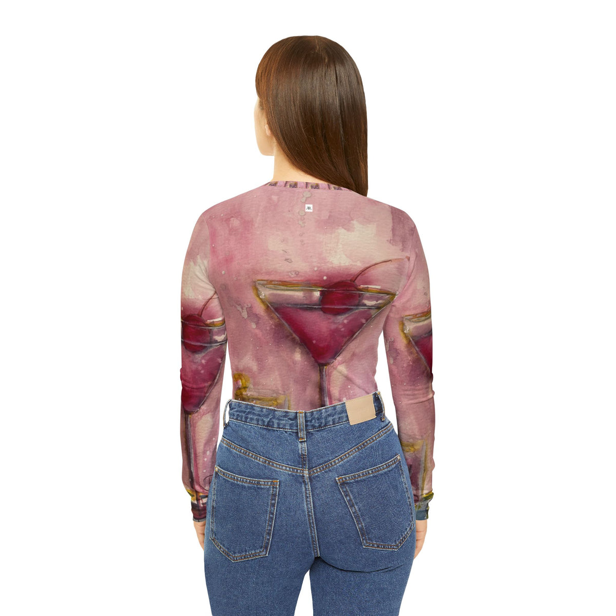 Women's Long Sleeve V-neck Shirt -Pink Martini