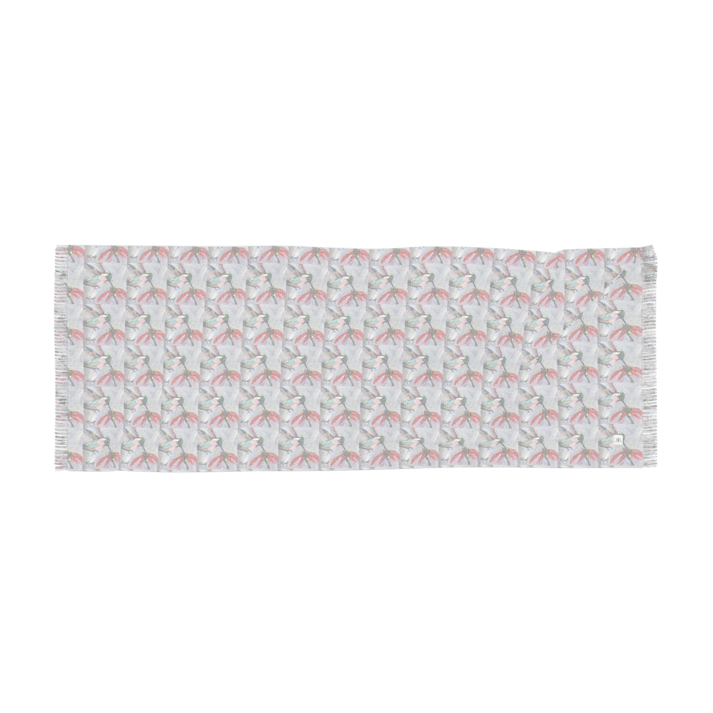 Colorful Scarf — Artistic Lightweight Neck Wrap- Hummingbird at a Coneflower