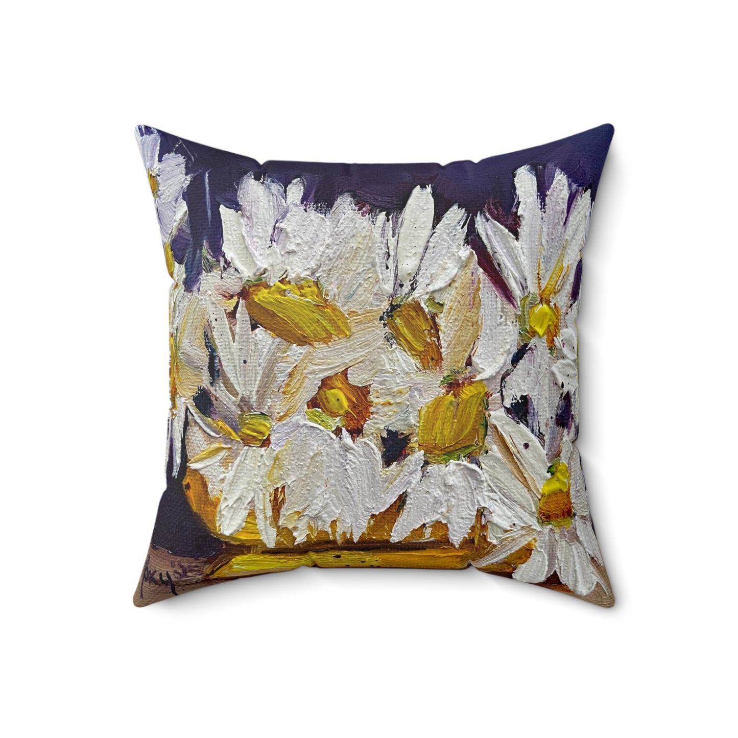 Indoor Spun Polyester Square Pillow-Vase of Dasies