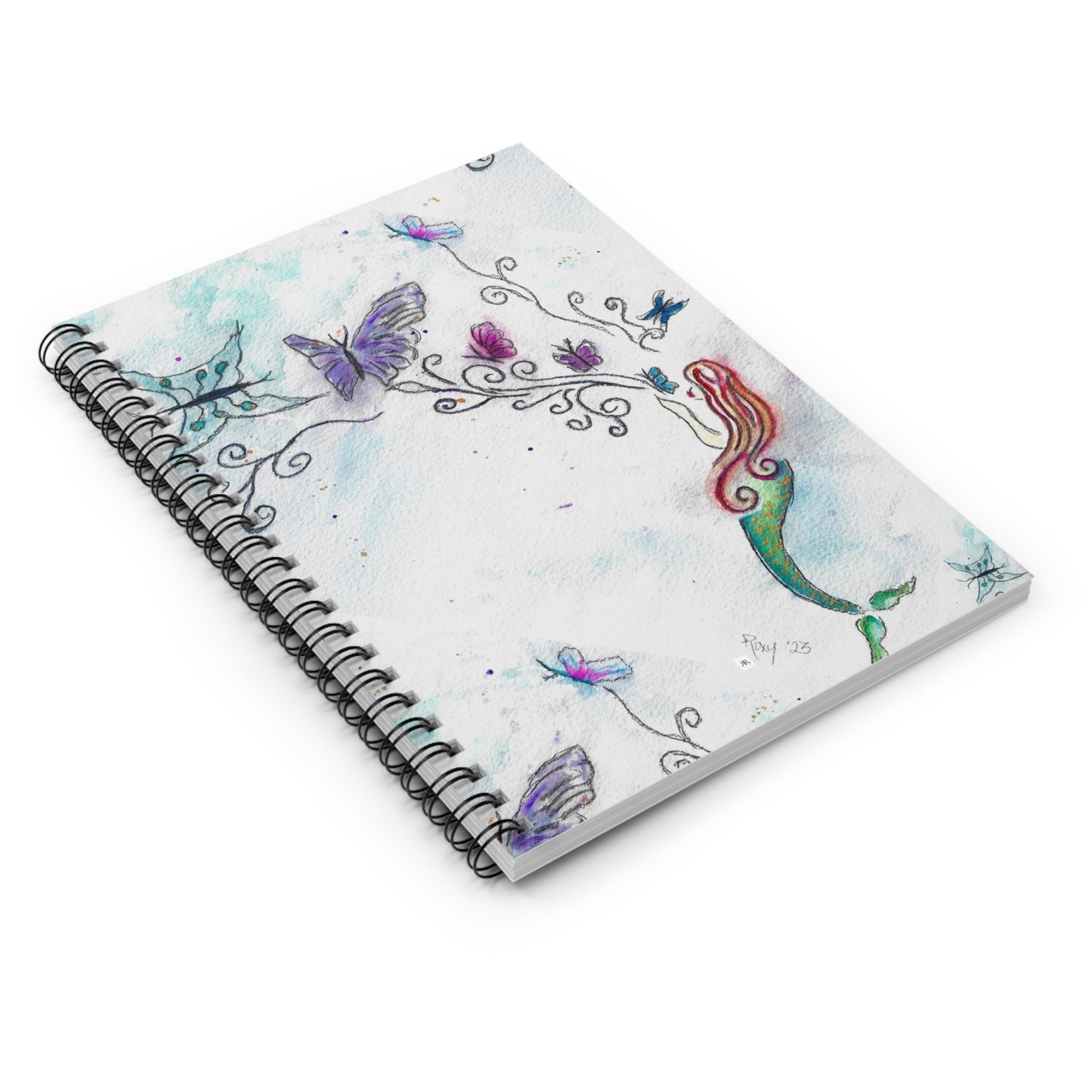 Mermaid Butterfly Kisses Spiral Notebook