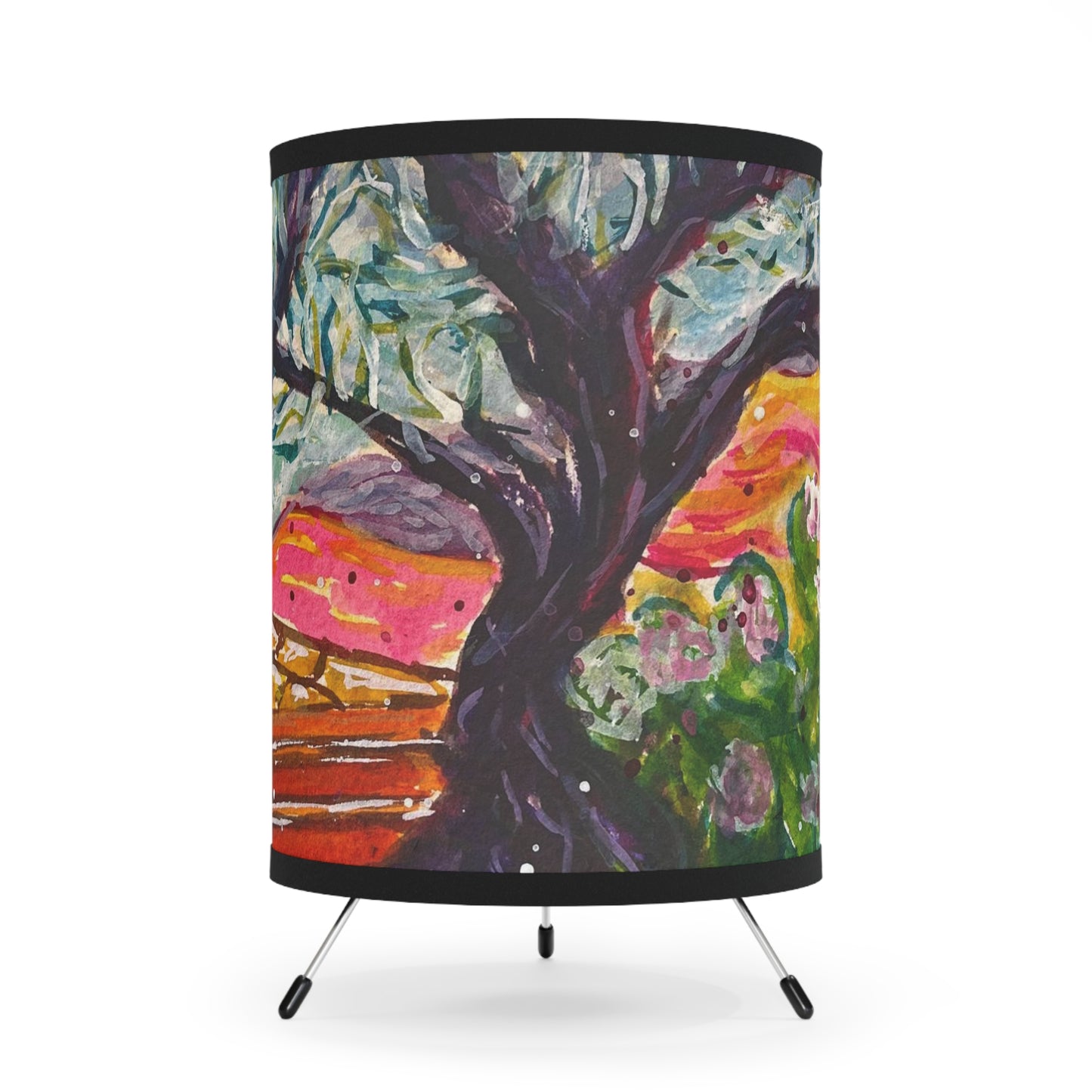 Windy Trees in Wine Country Tripod Lamp