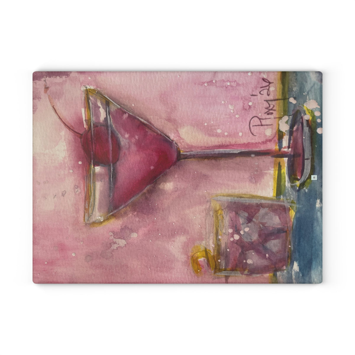 Glass Cutting Board-Pink Martini