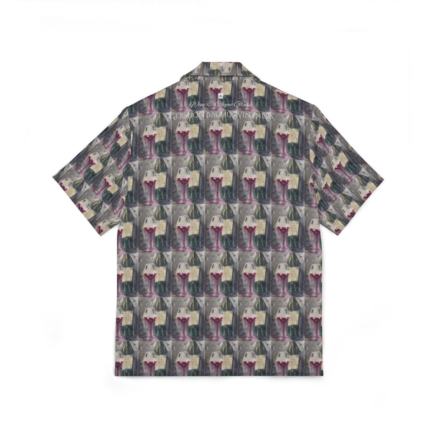 Men's European Fit Hawaiian Camp Shirt -Wine & Clique Glass -GBV