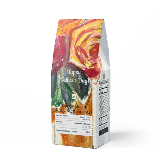 Happy Mother's Day Vase full of Roses - Toasty Roast Coffee 12.0z Bag