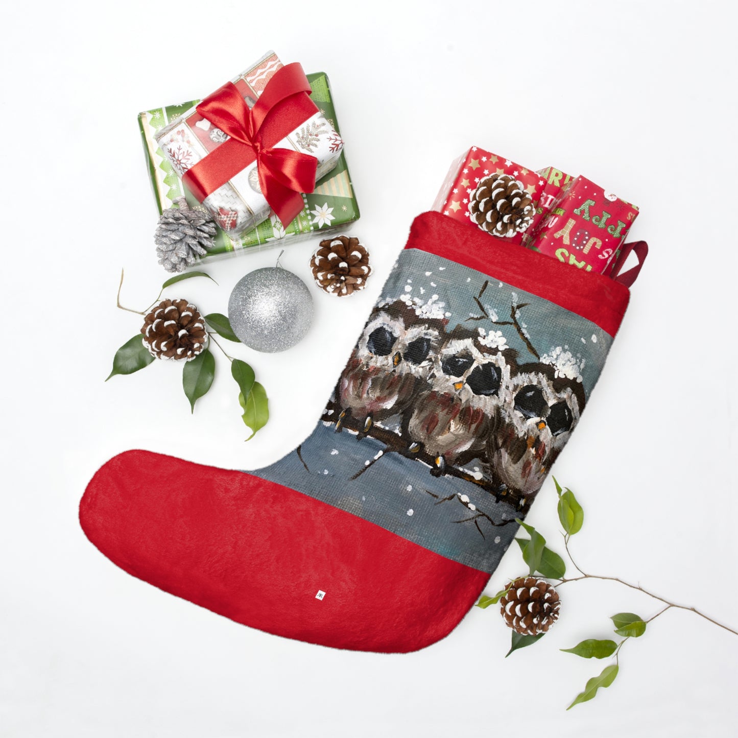 Adorable Snowy Owl Chicks Christmas Stocking