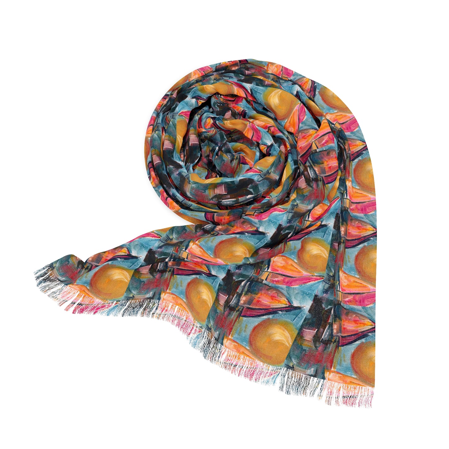 Colorful Scarf — Artistic Lightweight Neck Wrap- Sail Away with Me