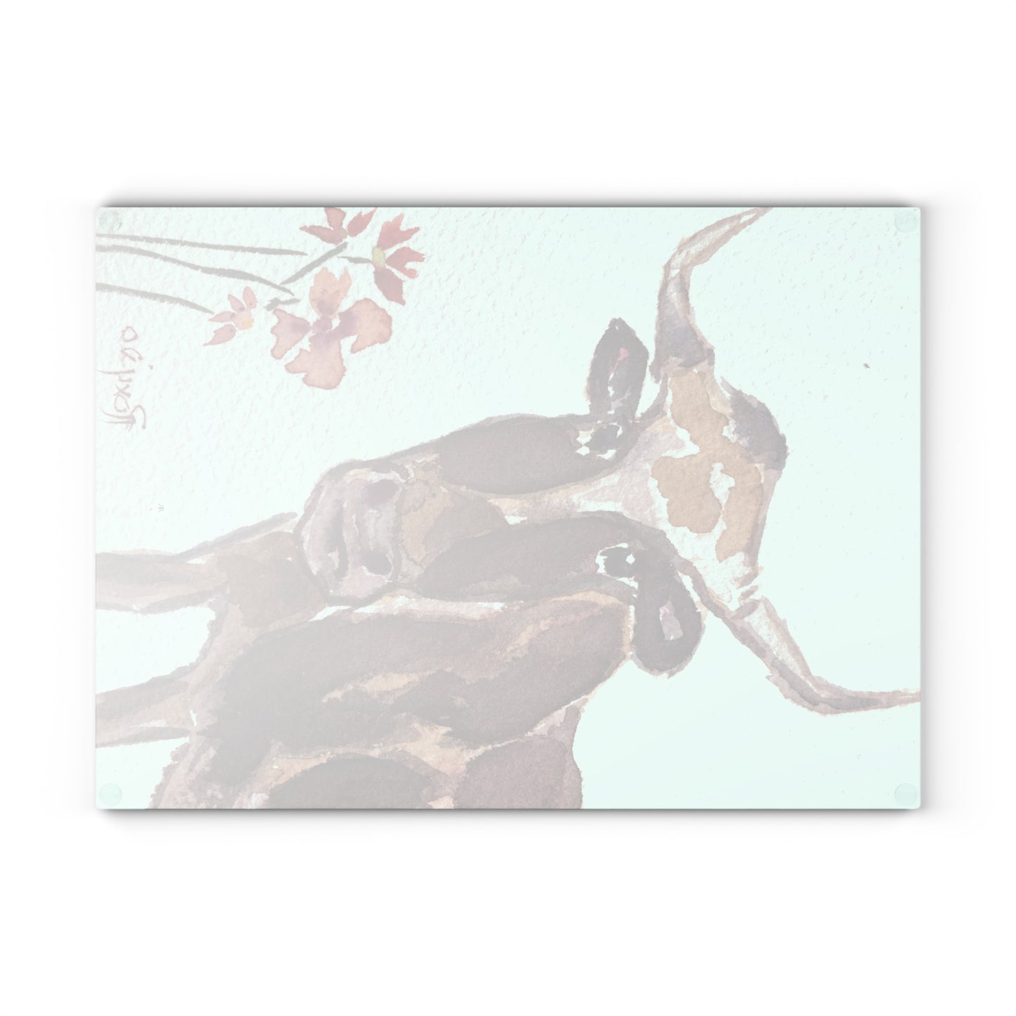 Lily Longhorn Whimsical Cow Glass Cutting Board