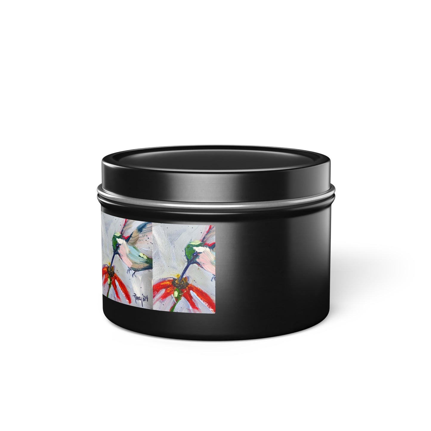 Hummingbird at a Cone Flower Tin Candle