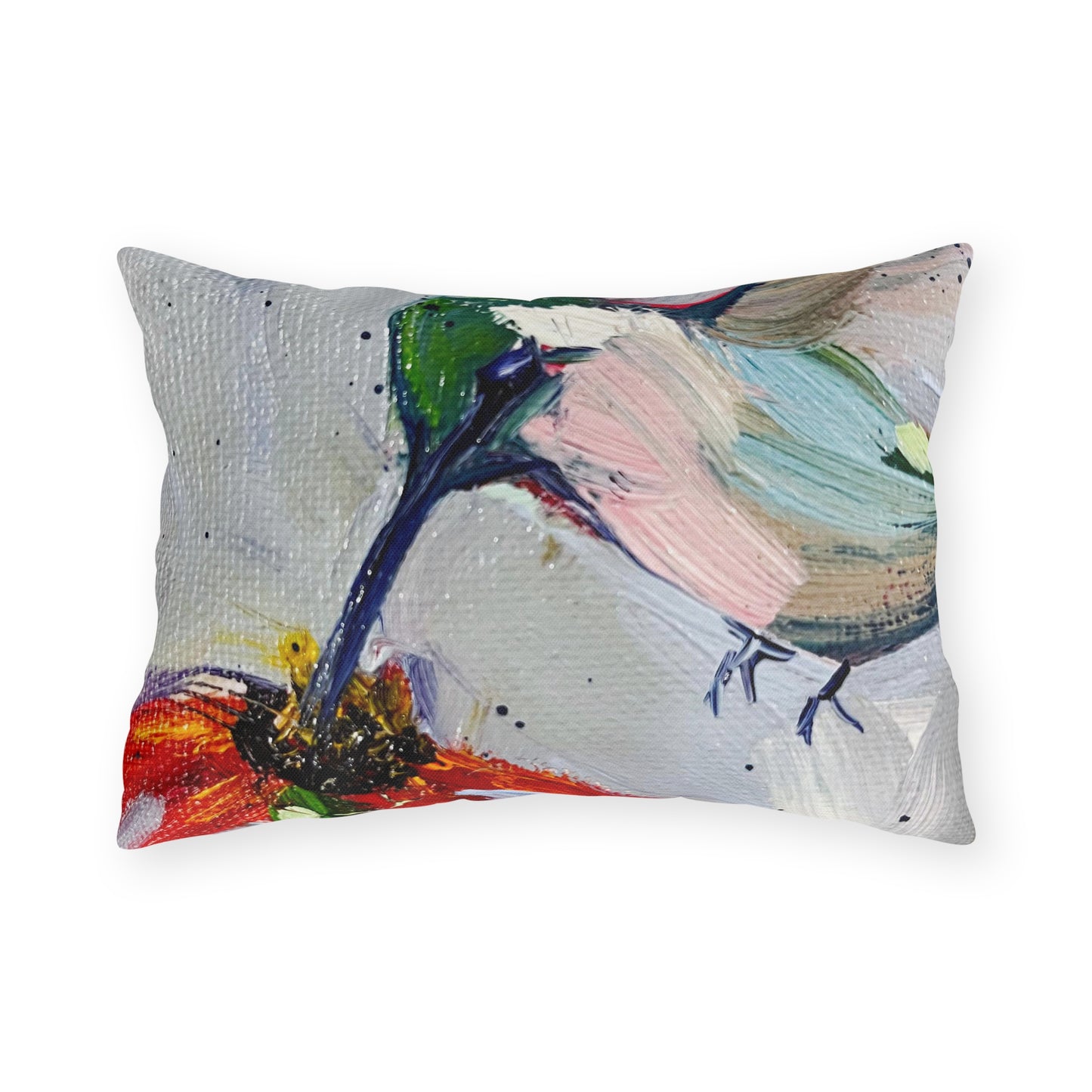 Hummingbird at a Coneflower Outdoor Pillows