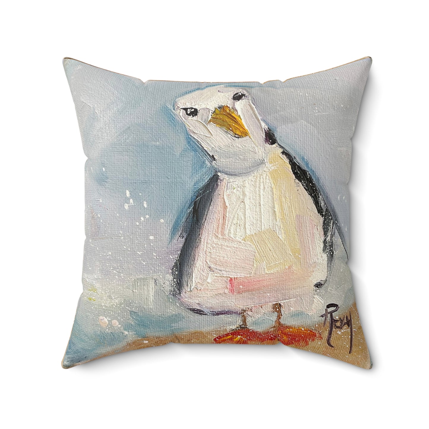 Inquisitive Seagull Indoor Spun Polyester Square Pillow