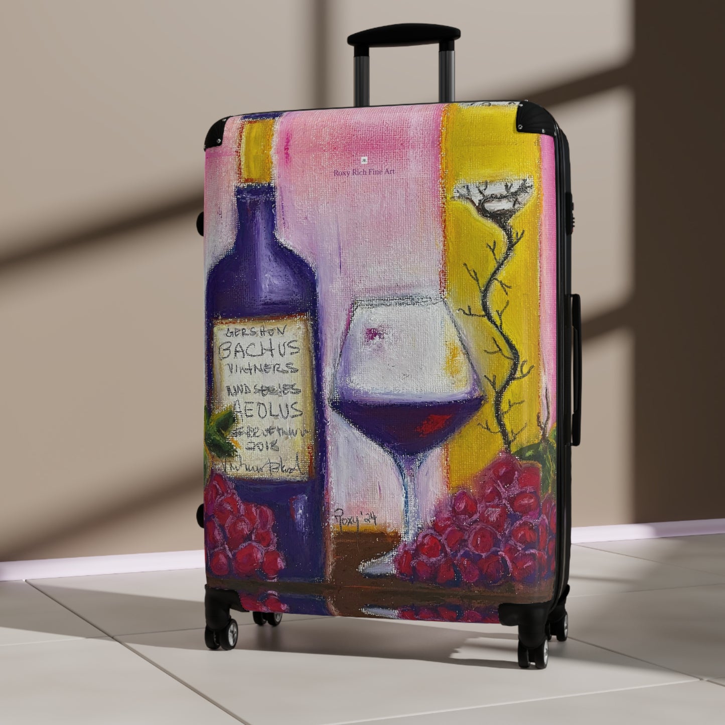 Suitcase Set Lightweight Carry On -"Aeolus"-GBV- Temecula Winery Souvenir Roxy Rich Artwork