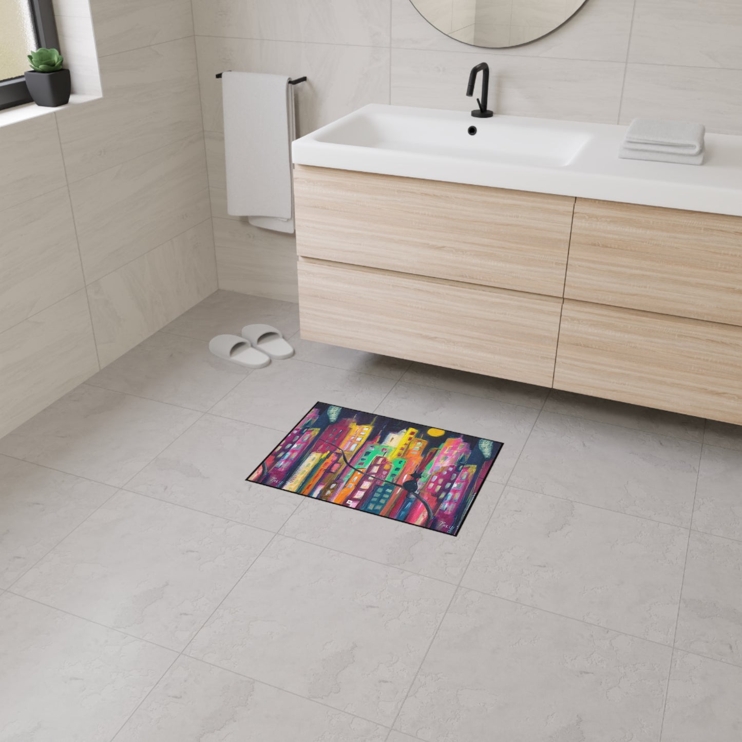 Tapis de sol robuste Skyscapers City Kitty