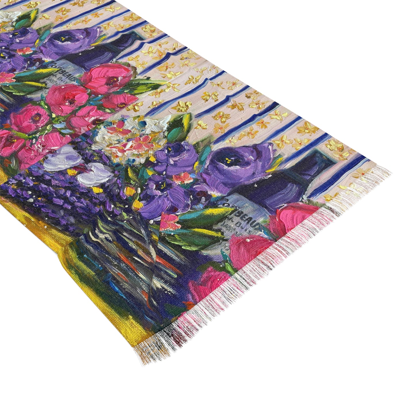 Colorful Scarf — Artistic Lightweight Neck Wrap- Corbeaux Wine and Lavender