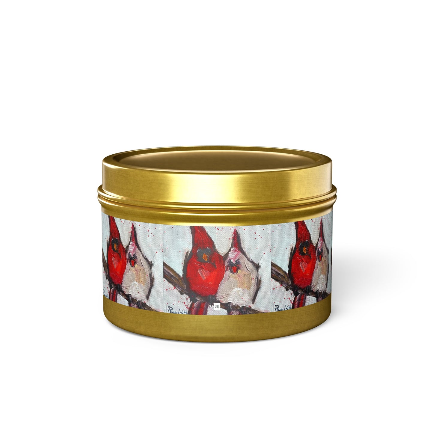 Cute Couple Cardinals Tin Candle