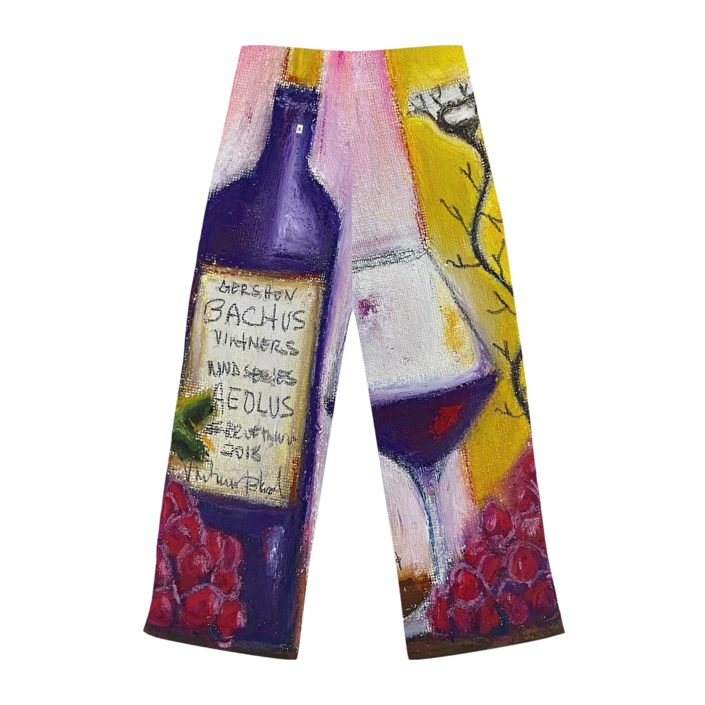 Pajama Pants - Aeolus GBV Wine Bottle and Clique Glass- Women's Pajama Pants