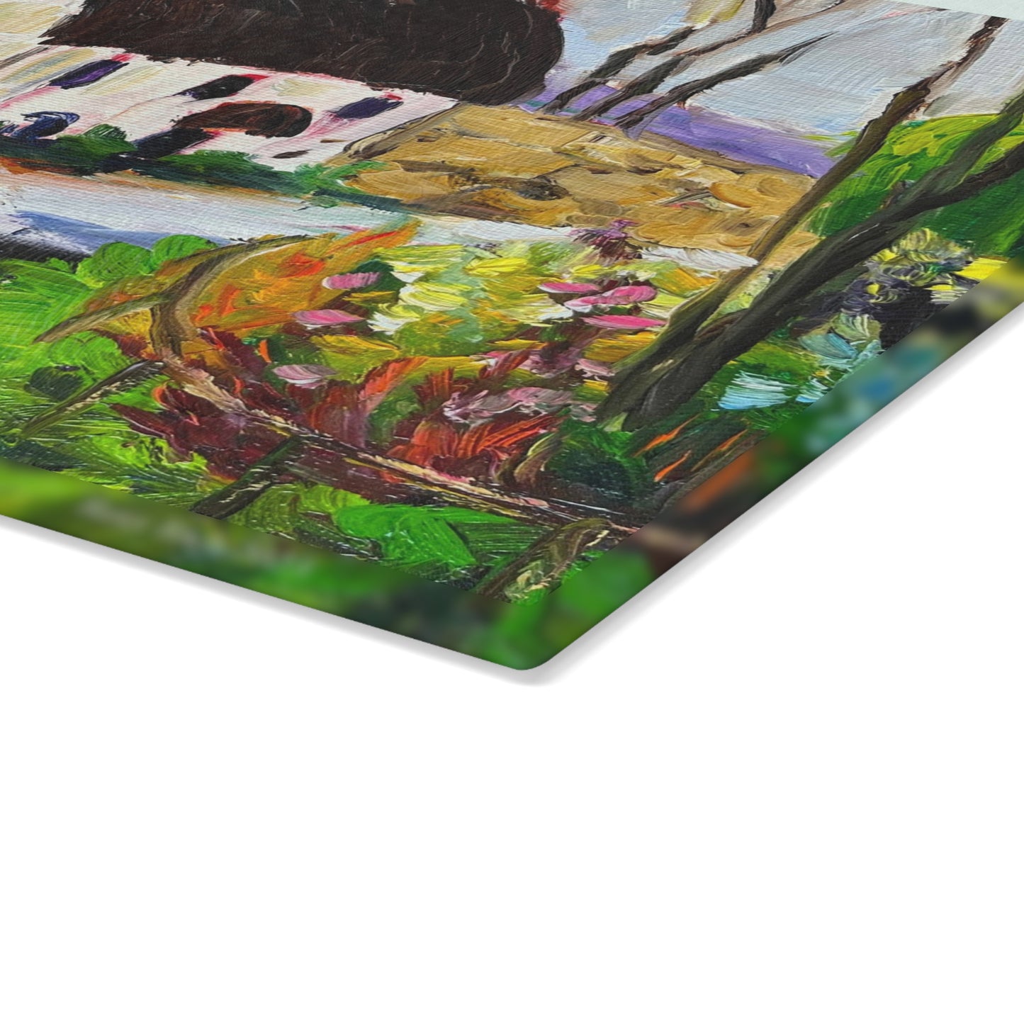 Country Cottage Cotswolds Glass Cutting Board