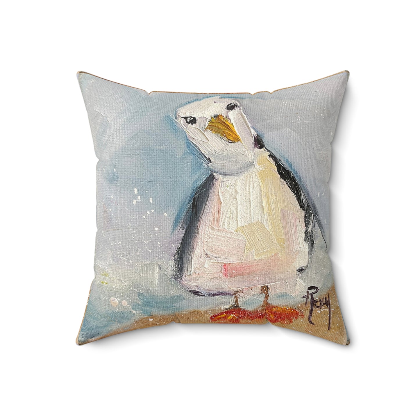 Inquisitive Seagull Indoor Spun Polyester Square Pillow