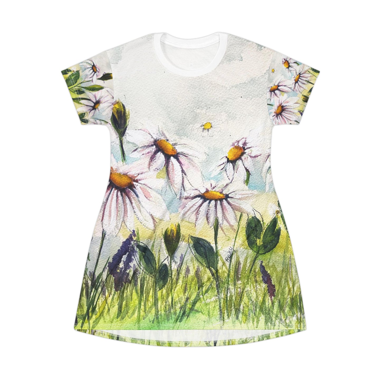 T-Shirt Dress (AOP)-Daisy Meadow