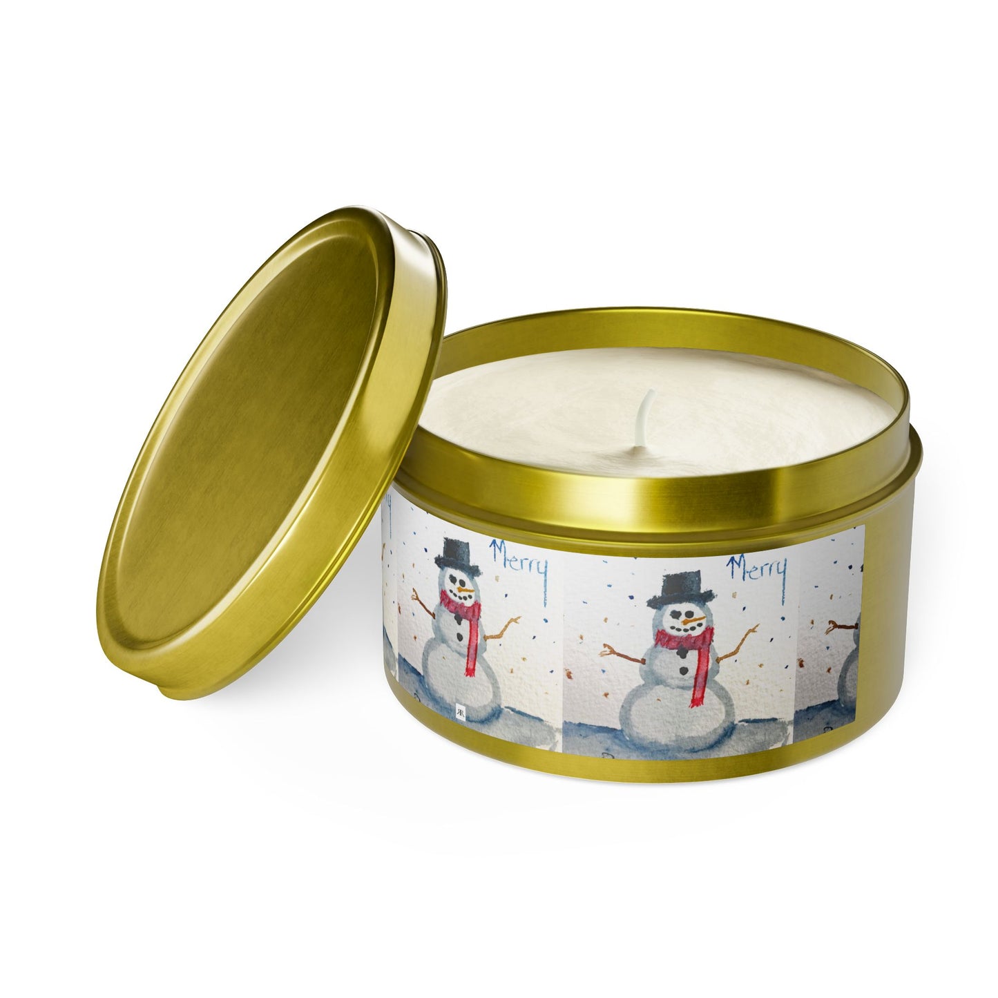 Tin Candle-Merry Snowman