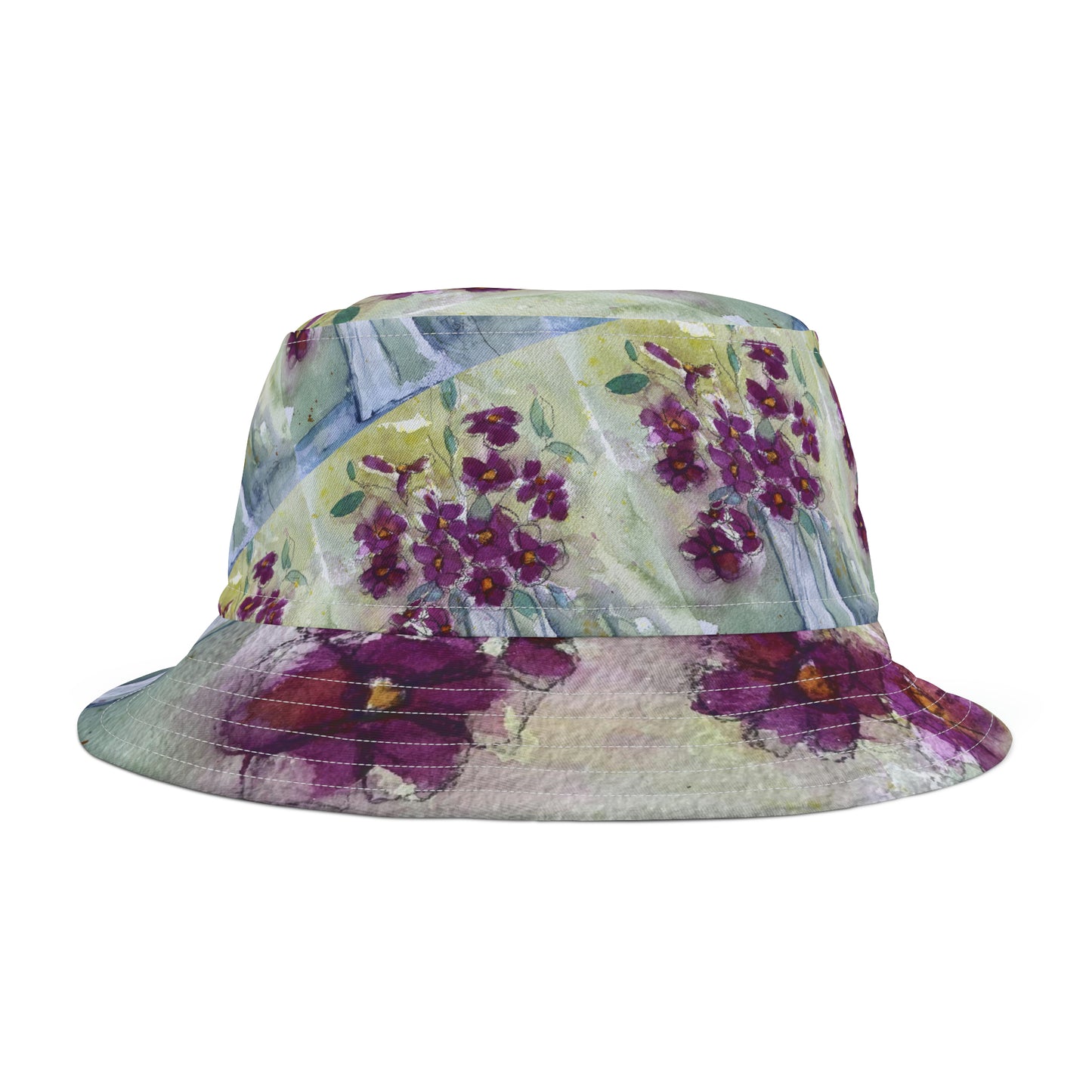 Chapeau bob rose à fleurs sauvages