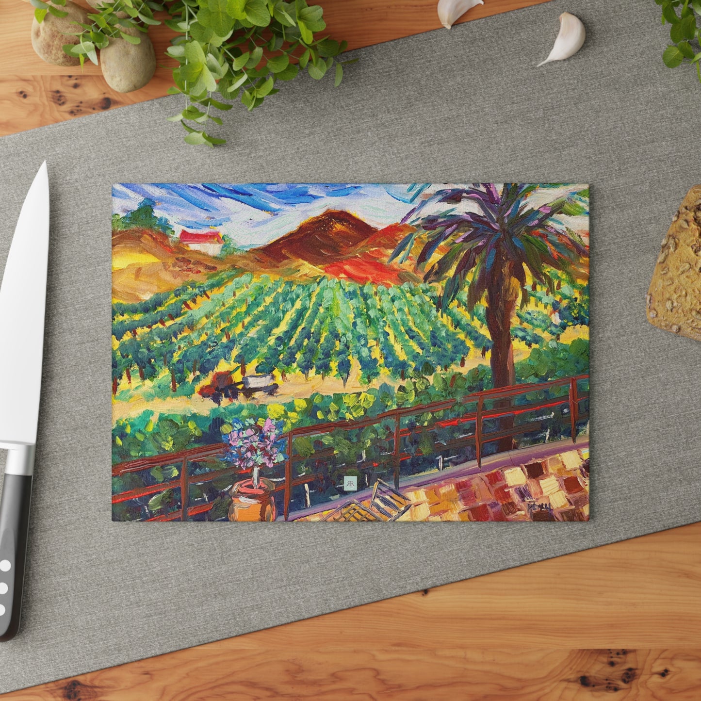 Vineyard View Chapin Winery Glass Cutting Board