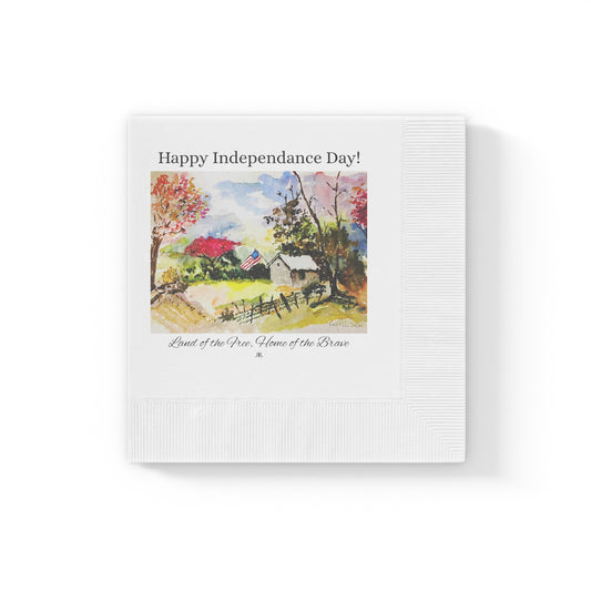 Happy Independance Day--White Coined Napkins