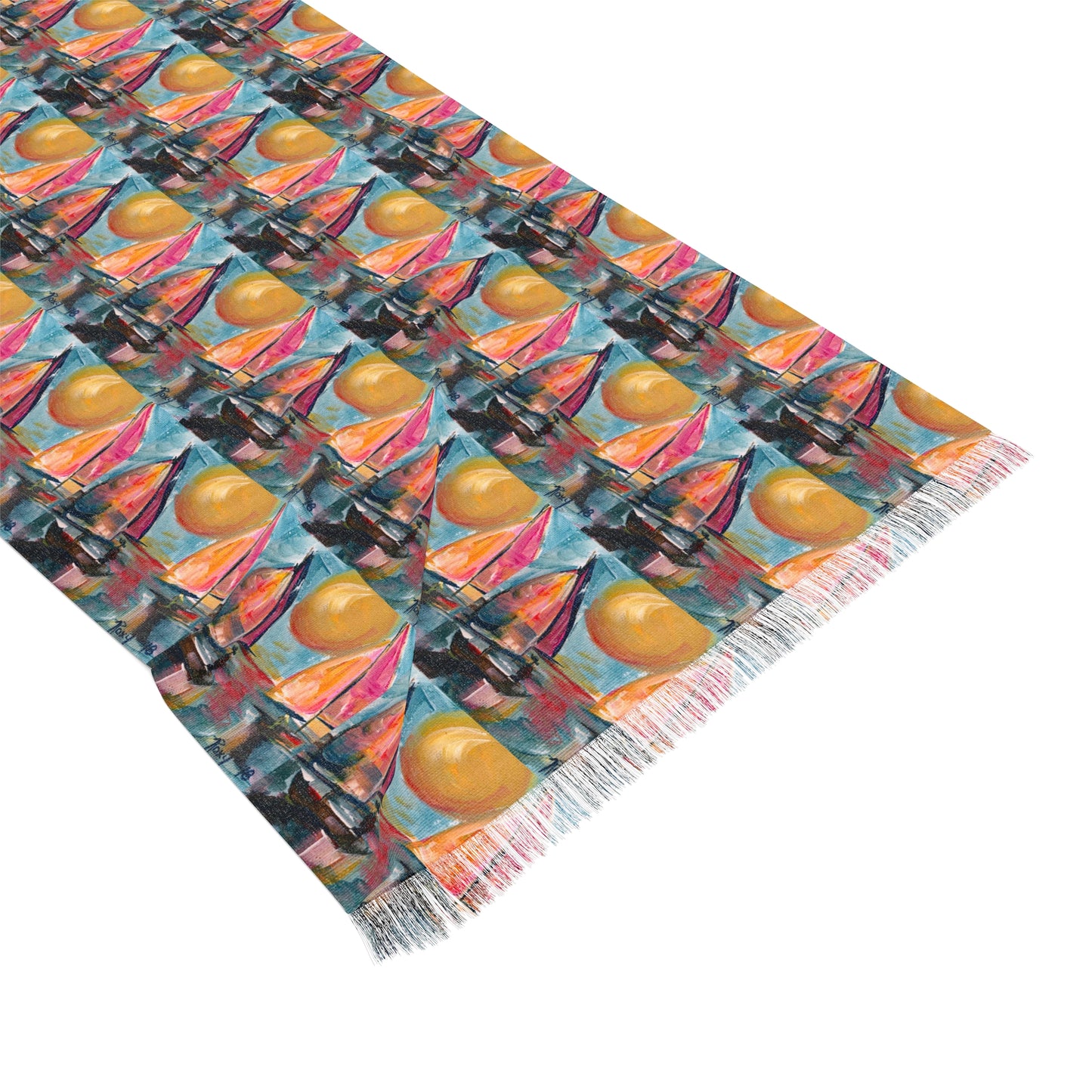 Colorful Scarf — Artistic Lightweight Neck Wrap- Sail Away with Me