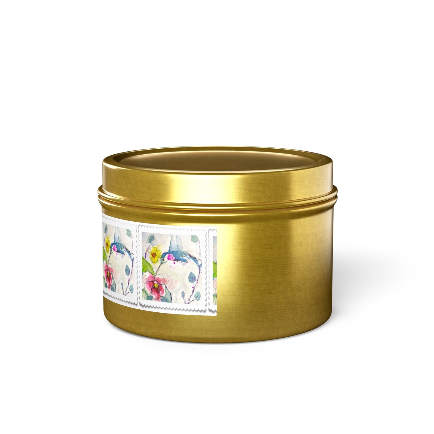 Loose Floral Hummingbird Tin Candle