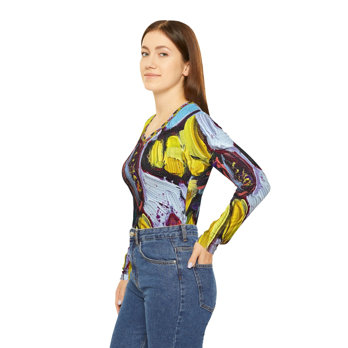 Long Sleeve Shirt- Sun Bee- V-neck Women's