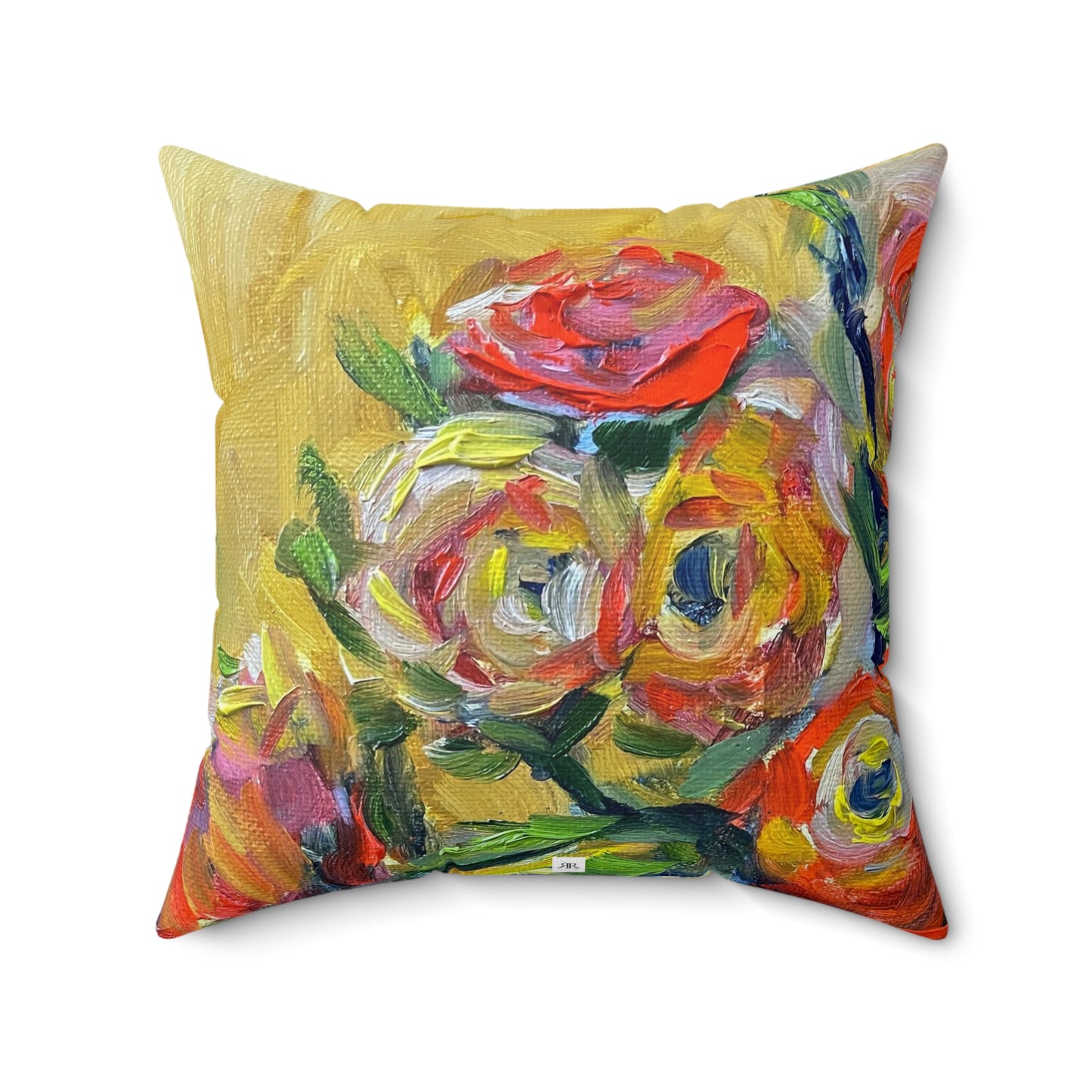 Beautiful Colors Shabby Roses Indoor Spun Polyester Square Pillow