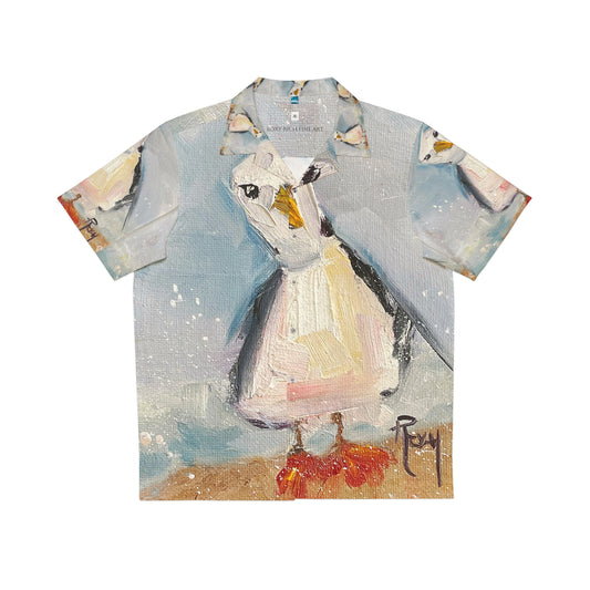 Men's Hawaiian Shirt- Inquisitive Seagull