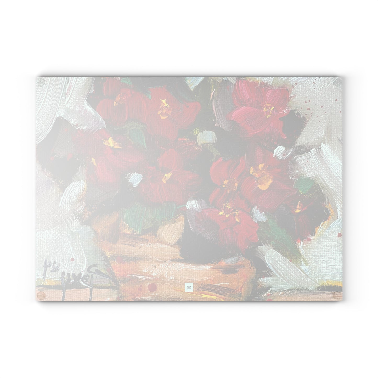 Wax Begonias in a Basket Glass Cutting Board