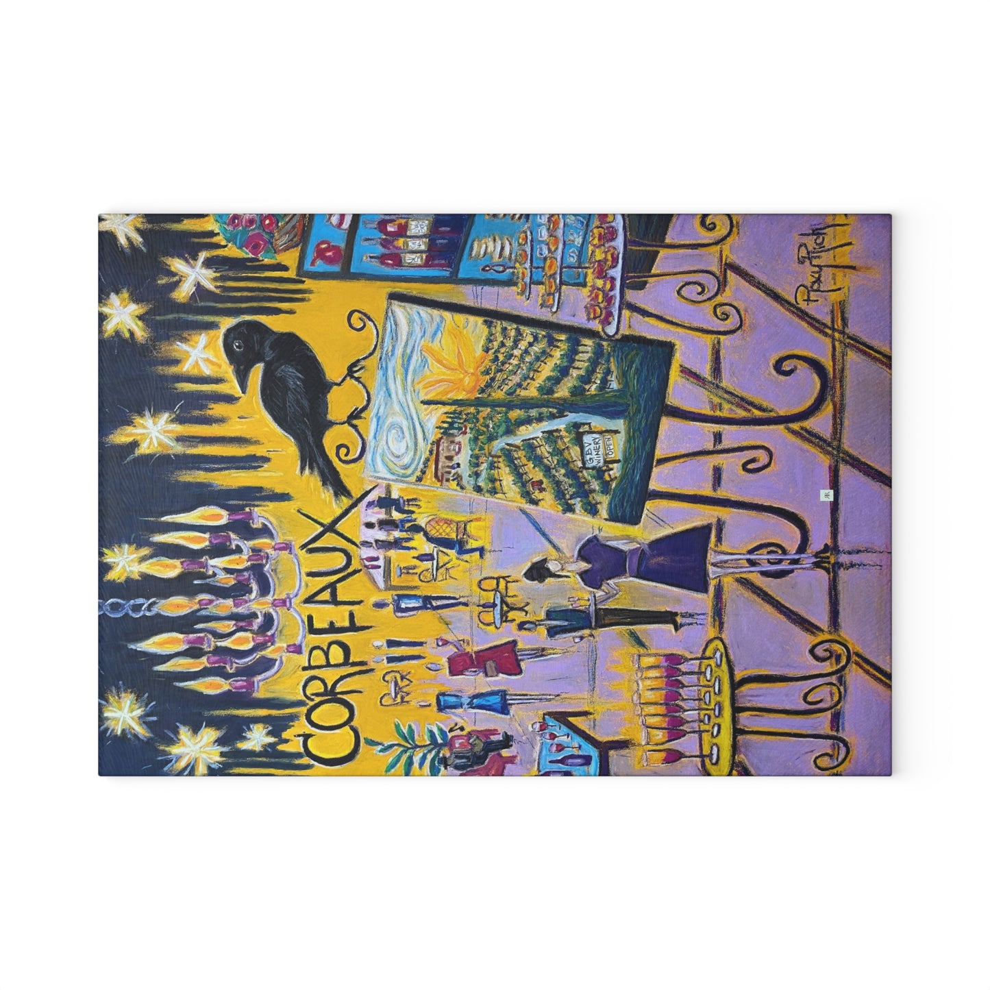Glass Cutting Board-Corbeaux-Wine and Art After Dark