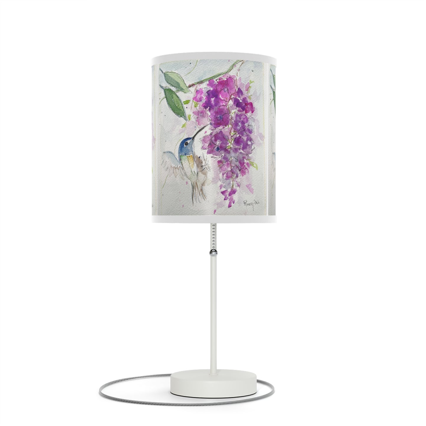 Hummingbird and Pink Wisteria Lamp on a Stand, US|CA plug