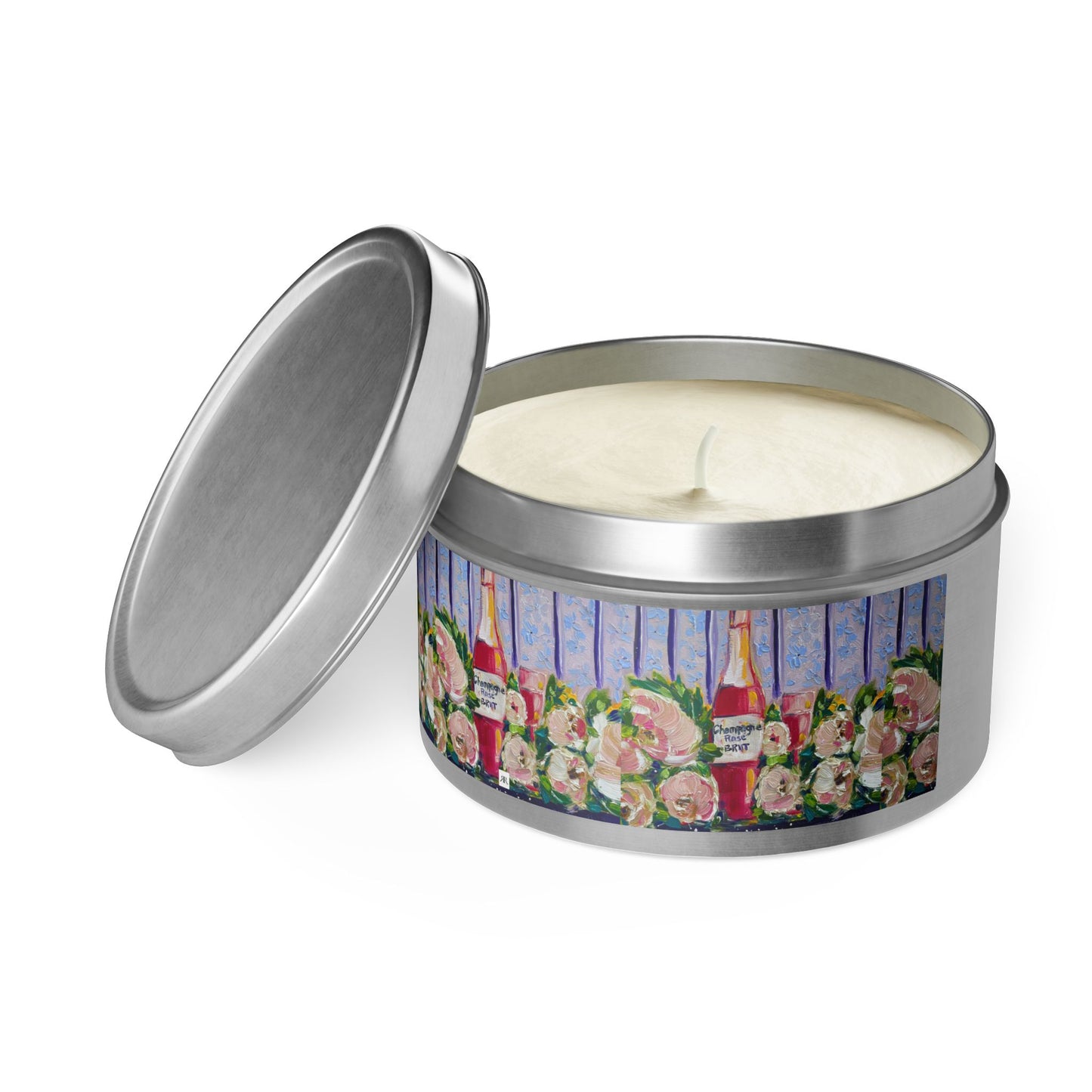 Tin Candle-Pink Champagne and Peonies