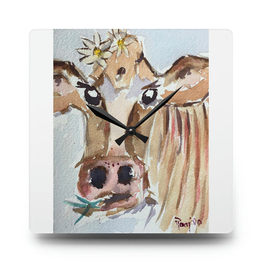 Horloge murale en acrylique vache Daisy Mae
