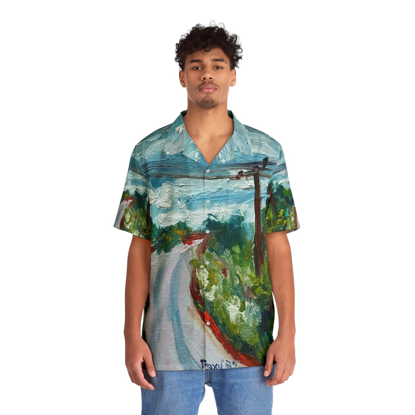 Men's Hawaiian Shirt- Road to Tranquility-Cotswolds