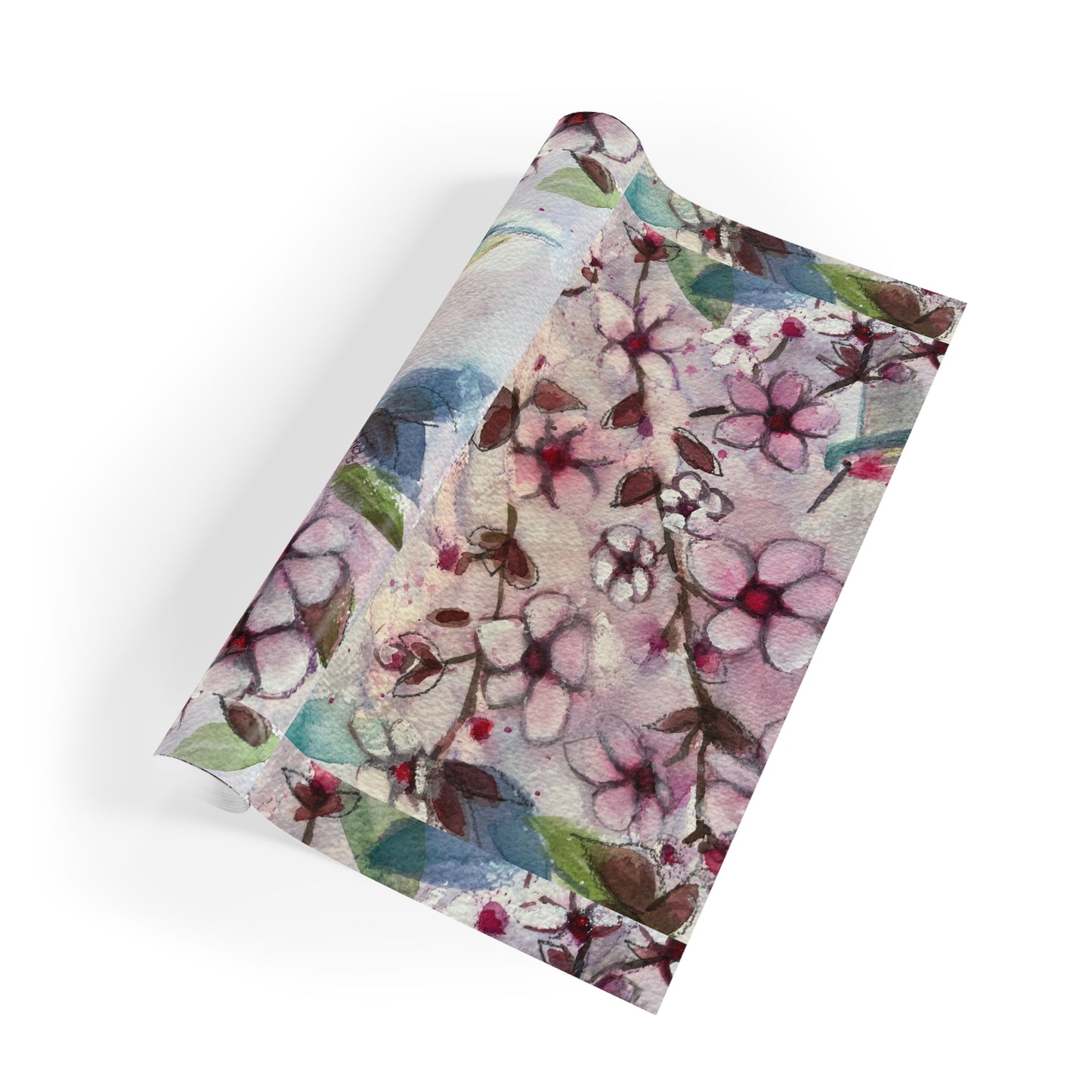 Papier d'emballage cadeau Colibri dans des fleurs de cerisier 1 pièce