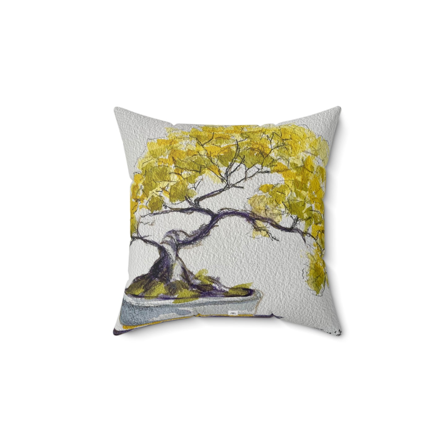 Yellow Bonsai Indoor Spun Polyester Square Pillow