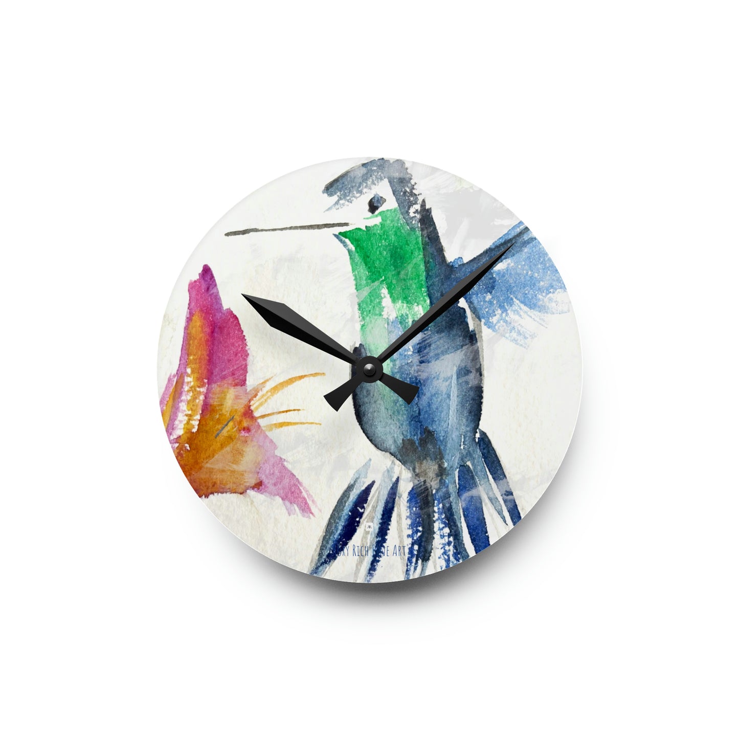 Floaty Hummingbird Acrylic Wall Clock