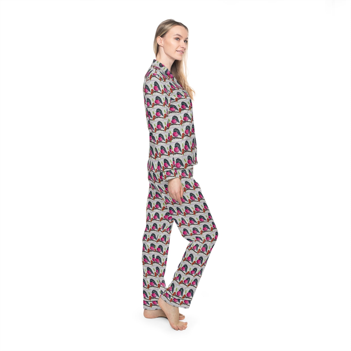 Satin Pajamas — Luxurious Silky Sleepwear Set-Australian Pink Robin